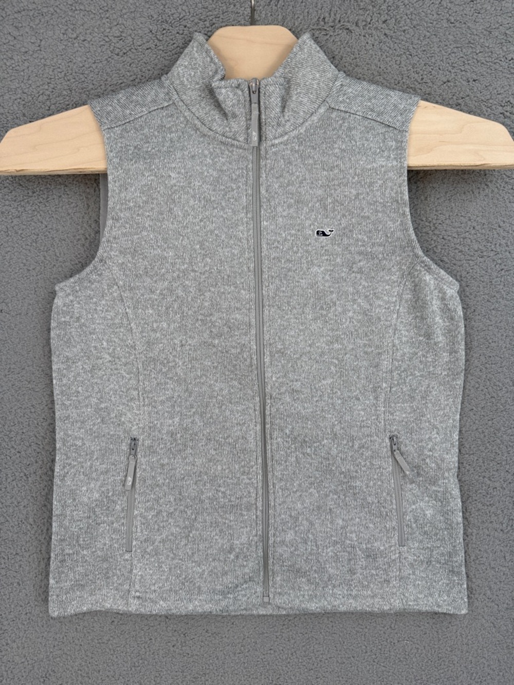Vineyard Vines Solid Sweat Men’s medium Heather Gray Sleeveless Knit Zip Vest